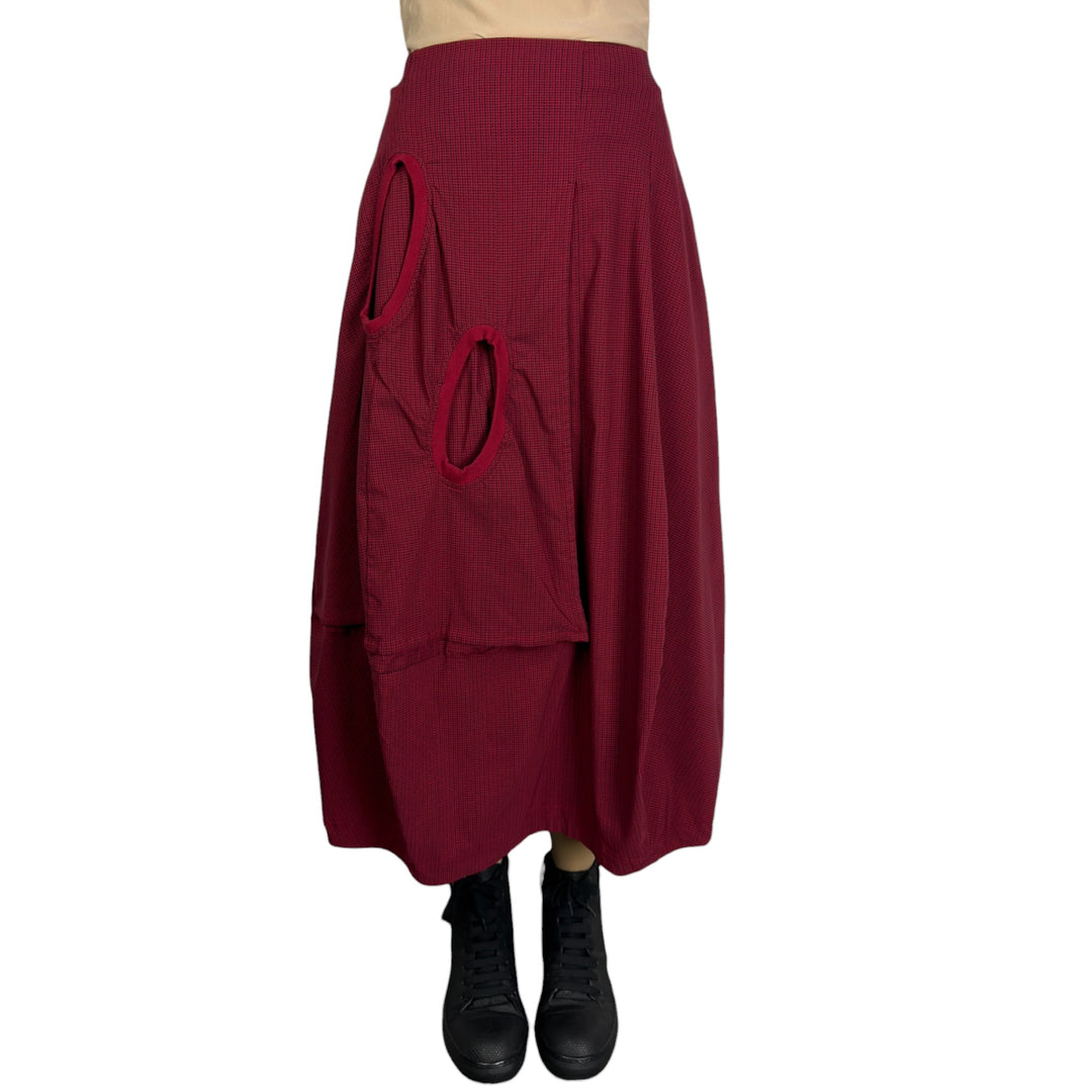 CHECK PRINT CURVED SKIRT