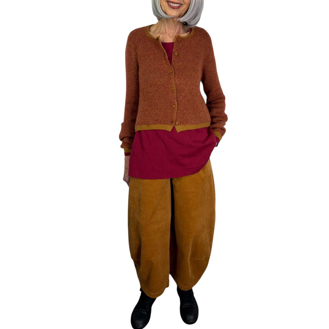 BRUSHED CORDUROY CURVED LEG PANT