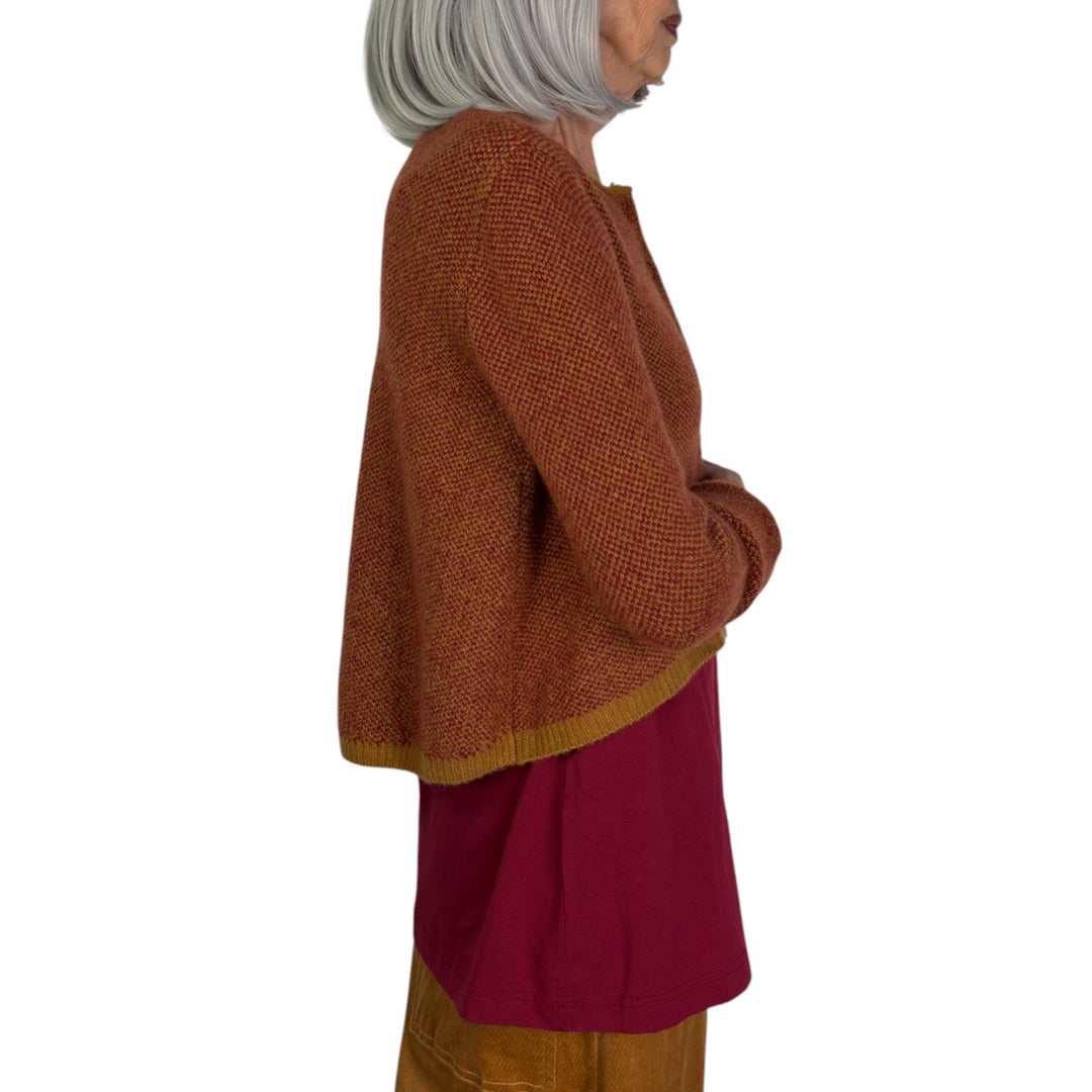 BIRDSEYE KNIT CROPPED CARDIGAN