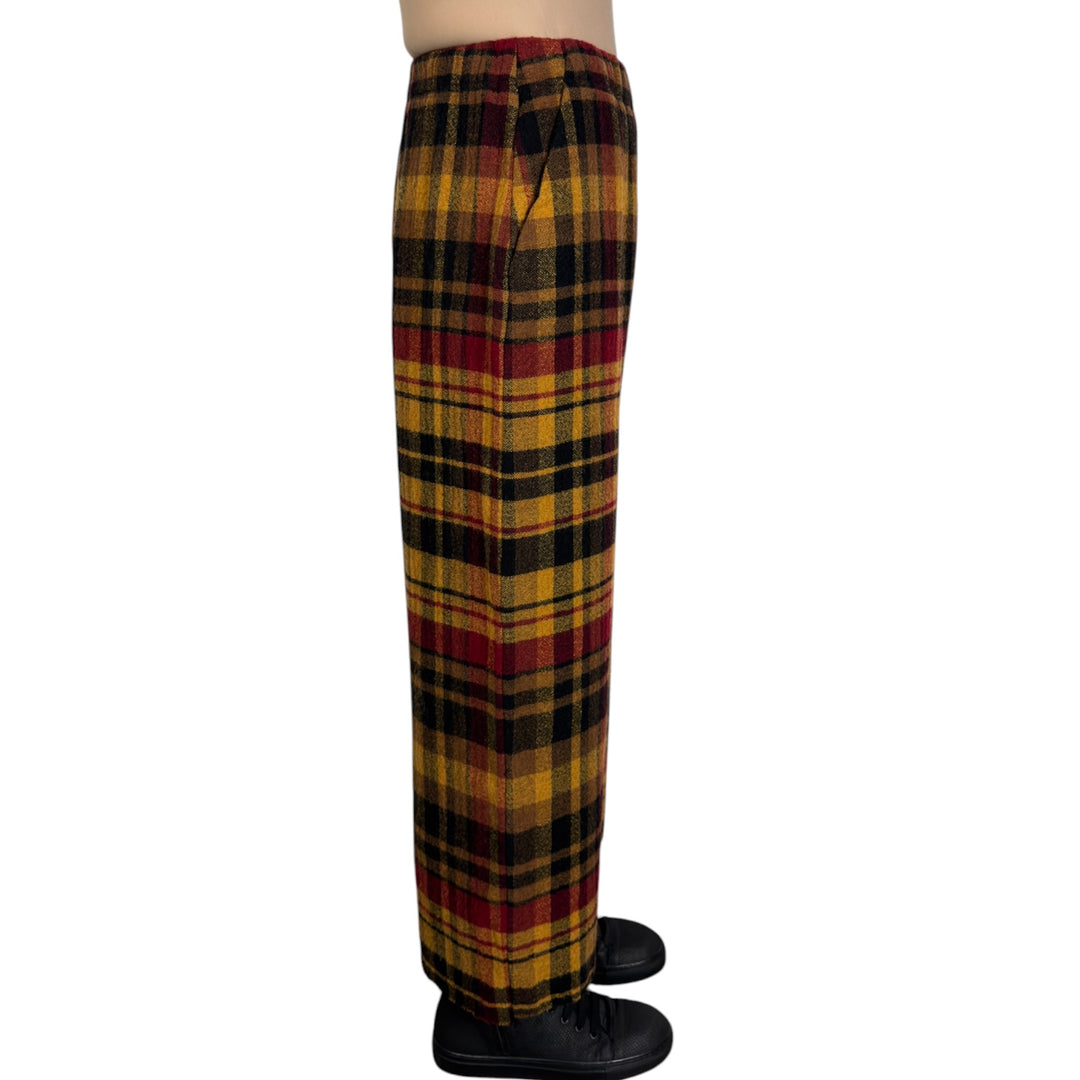 WOOL PLAID STRAIGHT LEG PANT