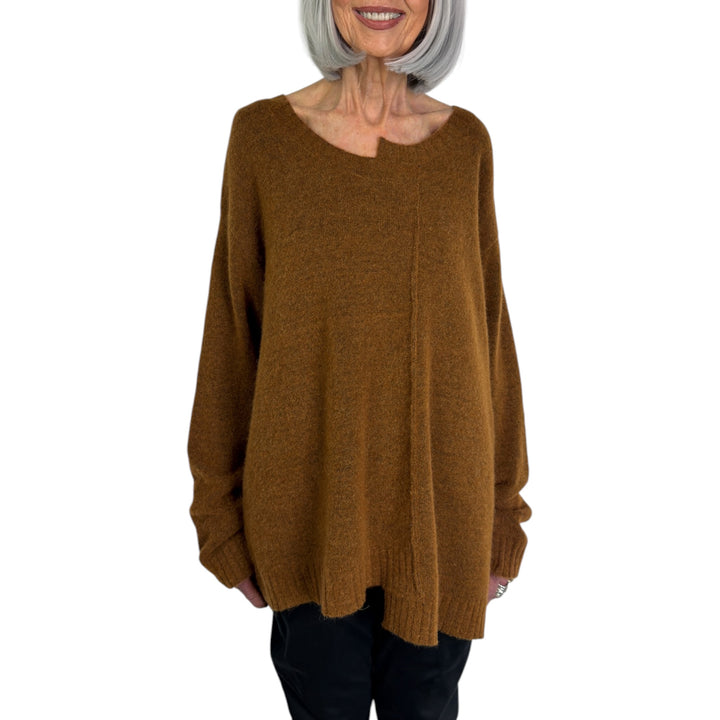 ASYMMETRIC NECK & HEM SWEATER
