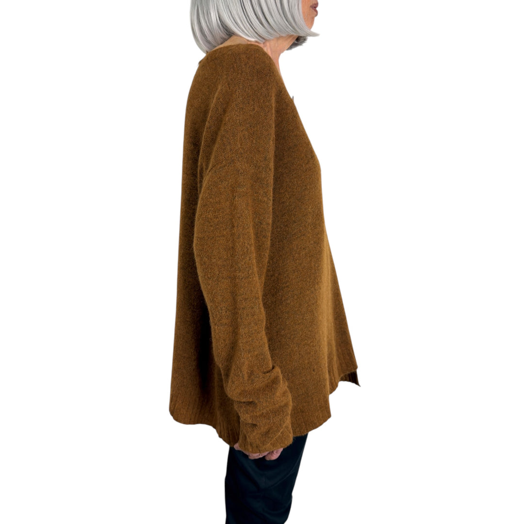 ASYMMETRIC NECK & HEM SWEATER