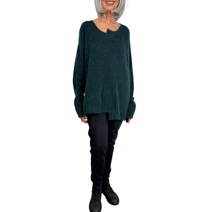 ASYMMETRIC NECK & HEM SWEATER