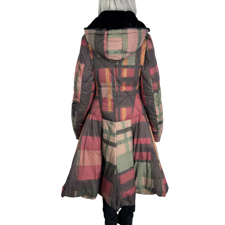 CHECK LONG PUFFER COAT