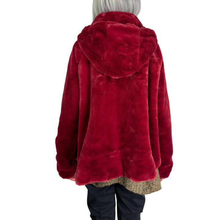 FAUX FUR SHORT JACKET W/HOOD