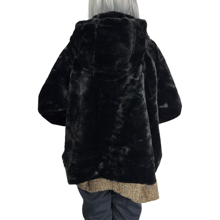 FAUX FUR SHORT JACKET W/HOOD