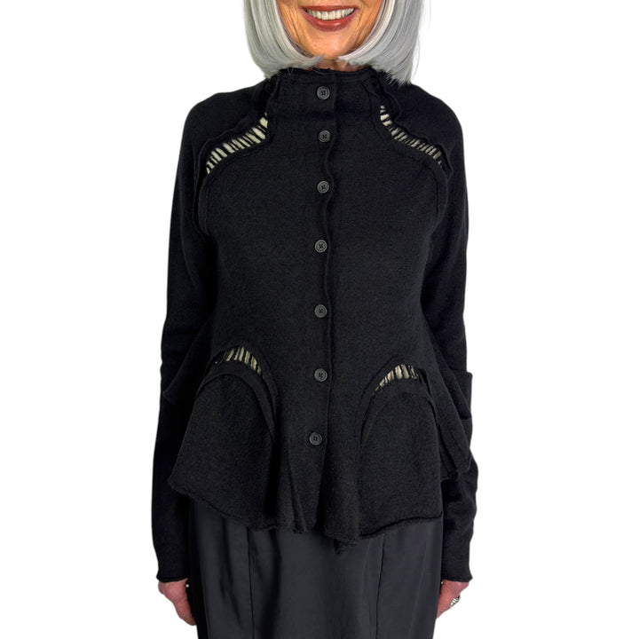 BOILED WOOL SHORT CARDIGAN