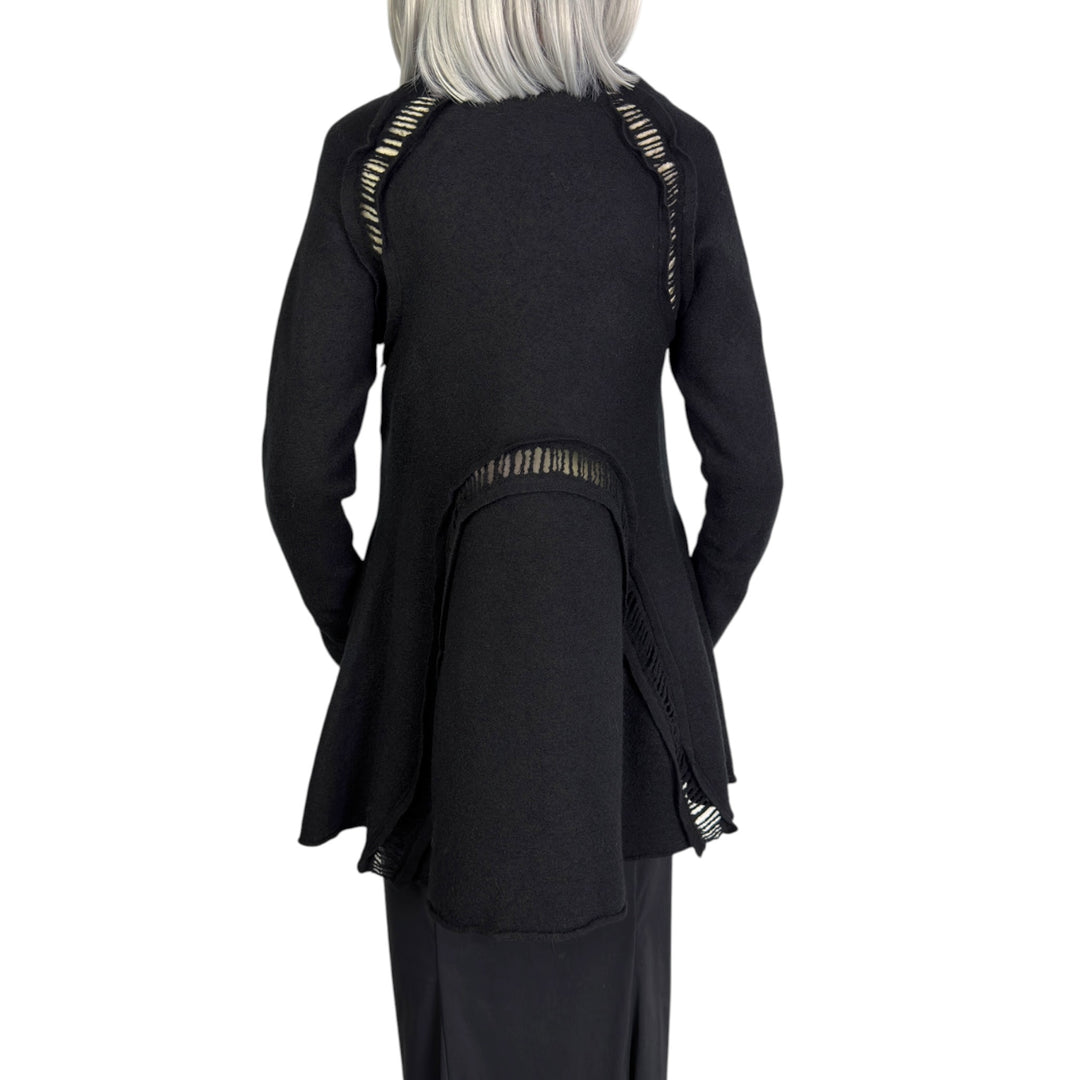 BOILED WOOL LONG CARDIGAN