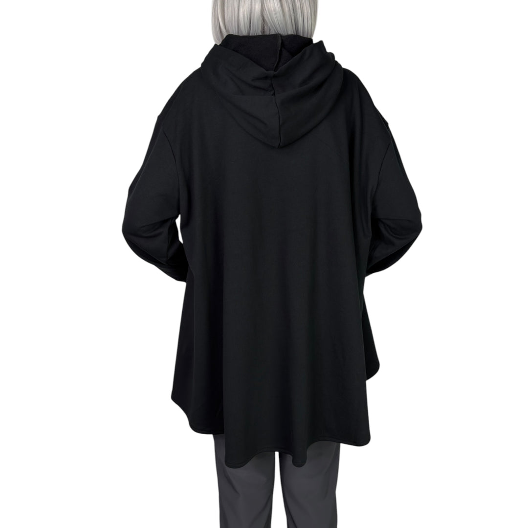 TULLE HEM HOODED SWEATSHIRT