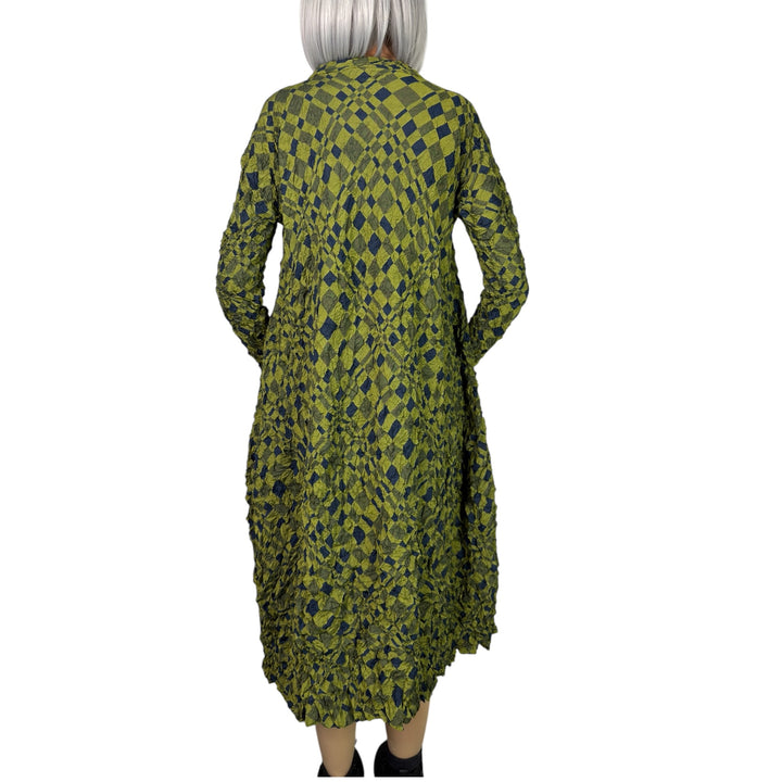 PRINTED CRINKLE PLEAT DRESS