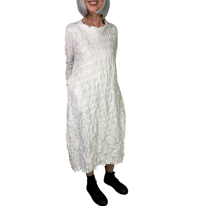SOLID CRINKLE PLEAT DRESS