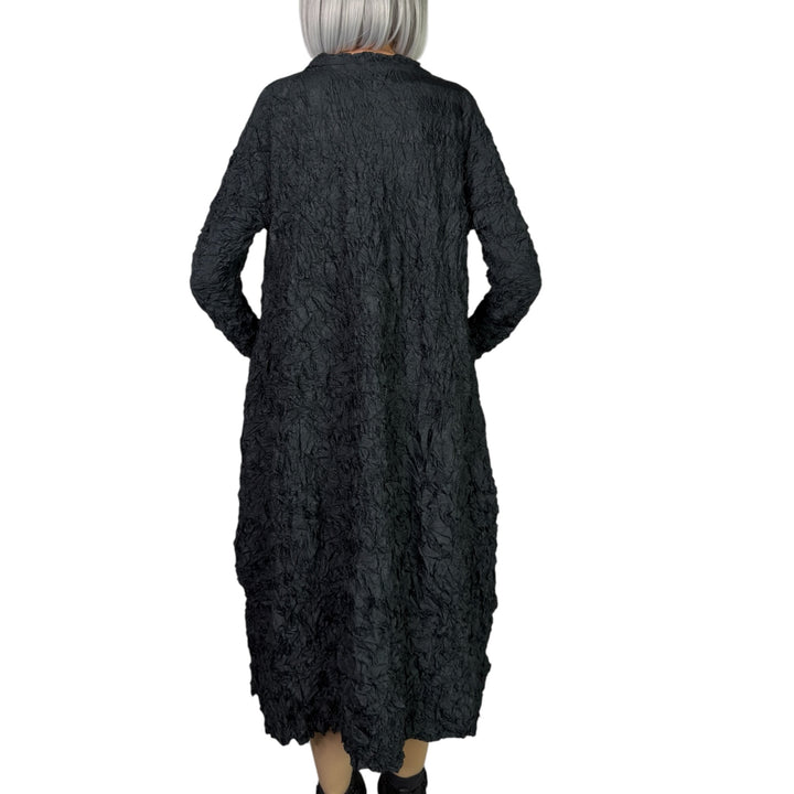 SOLID CRINKLE PLEAT DRESS