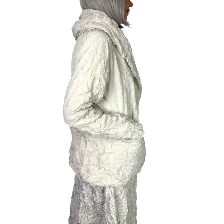 PADDED CRINKLE PLEAT JACKET W/HOOD