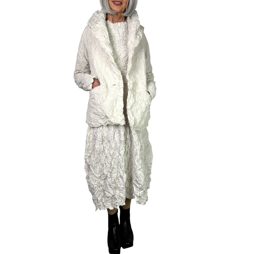 PADDED CRINKLE PLEAT JACKET W/HOOD
