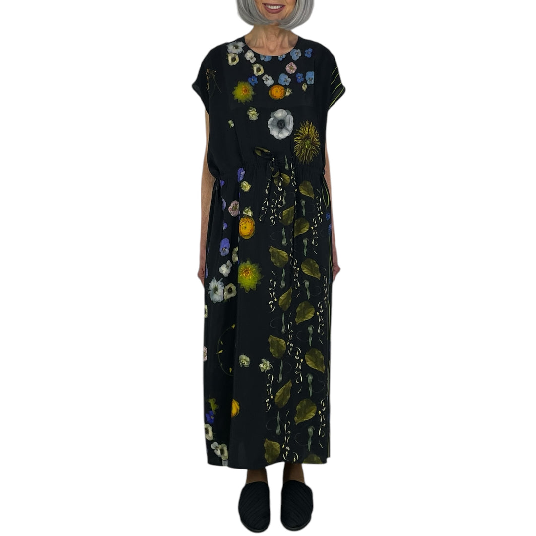 FLORAL PRINT SILK SIMPLE DRESS
