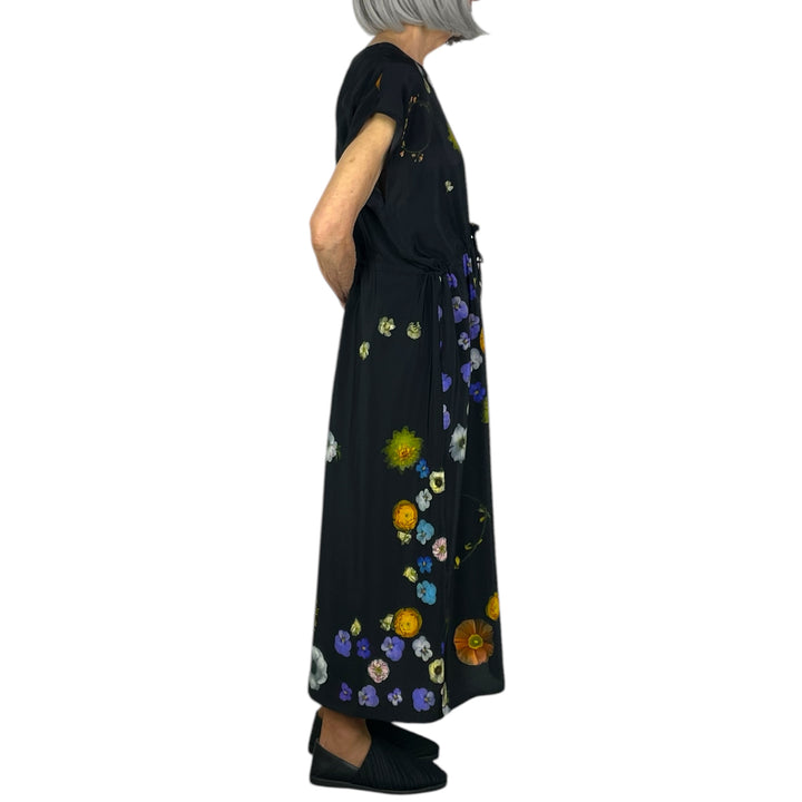 FLORAL PRINT SILK SIMPLE DRESS