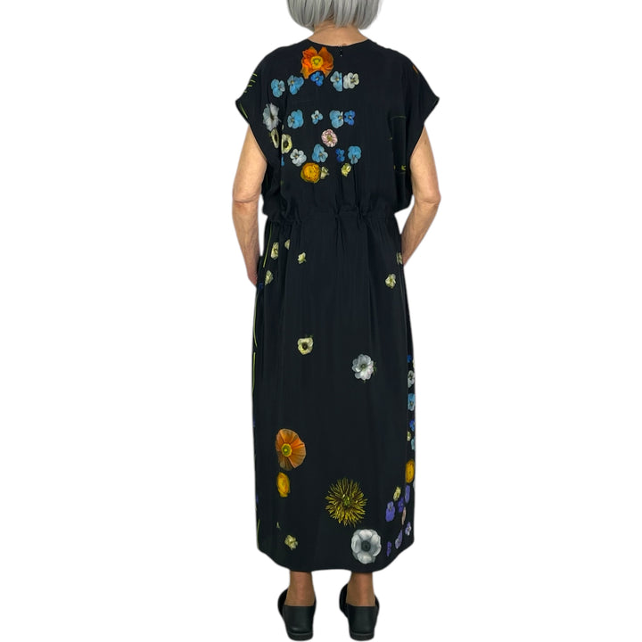 FLORAL PRINT SILK SIMPLE DRESS