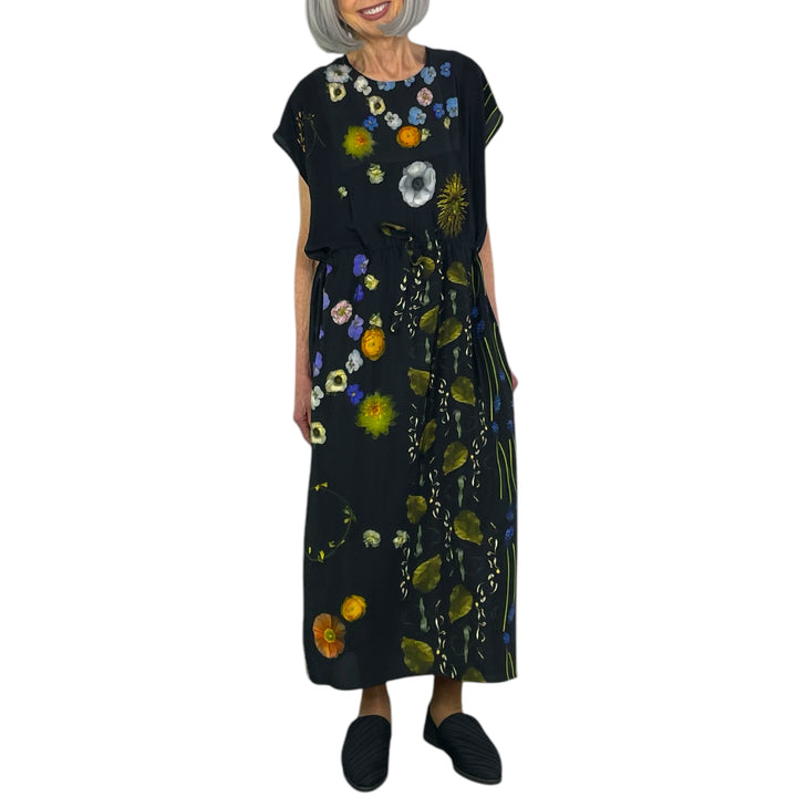 FLORAL PRINT SILK SIMPLE DRESS