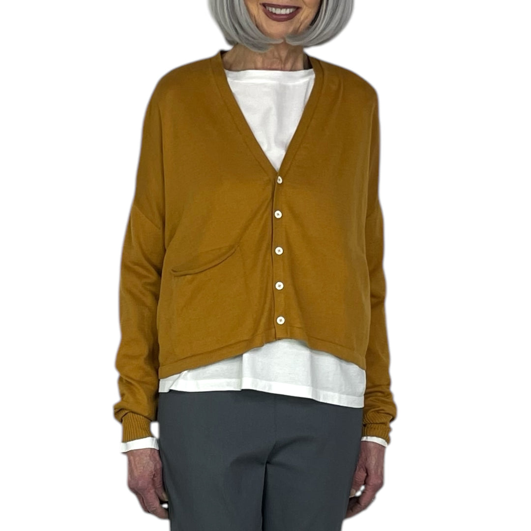 PLAIN KNIT COTTON CARDIGAN