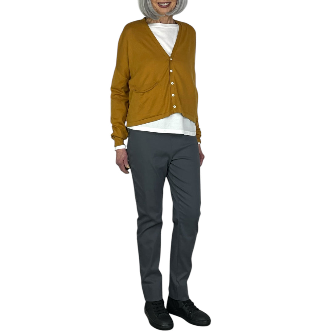 PLAIN KNIT COTTON CARDIGAN