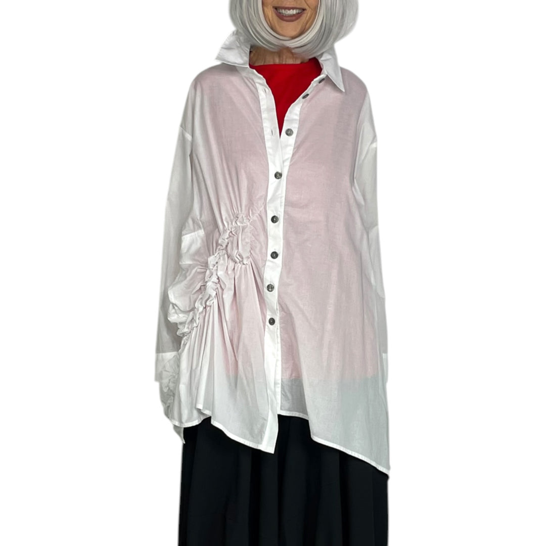 SHIRRED SIDE TUNIC SHIRT