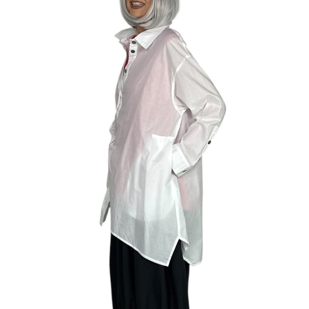 SHIRRED SIDE TUNIC SHIRT
