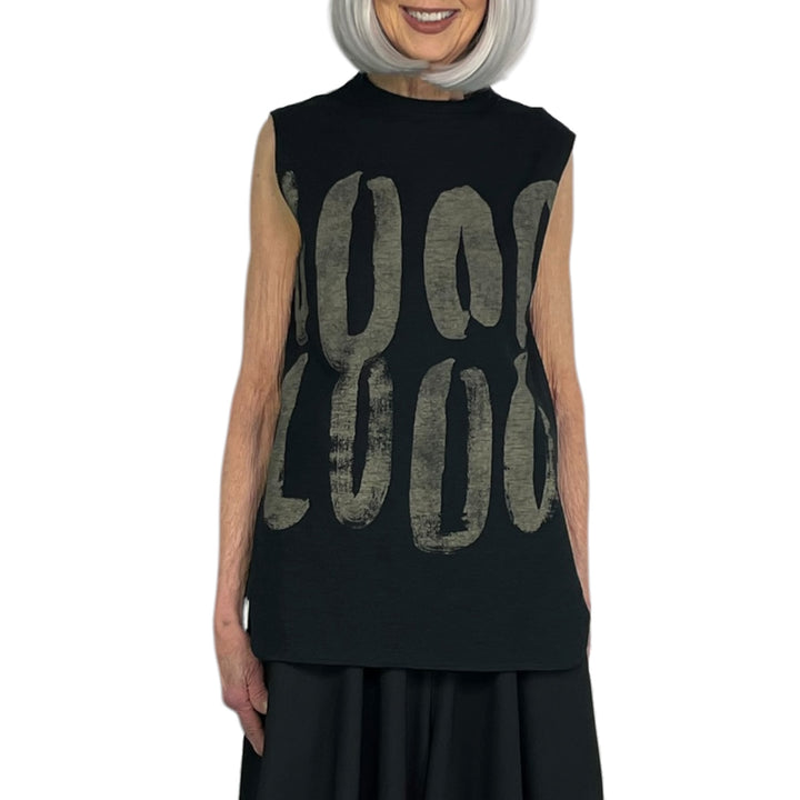 GRAPHIC PRINT SLEEVELESS T-SHIRT