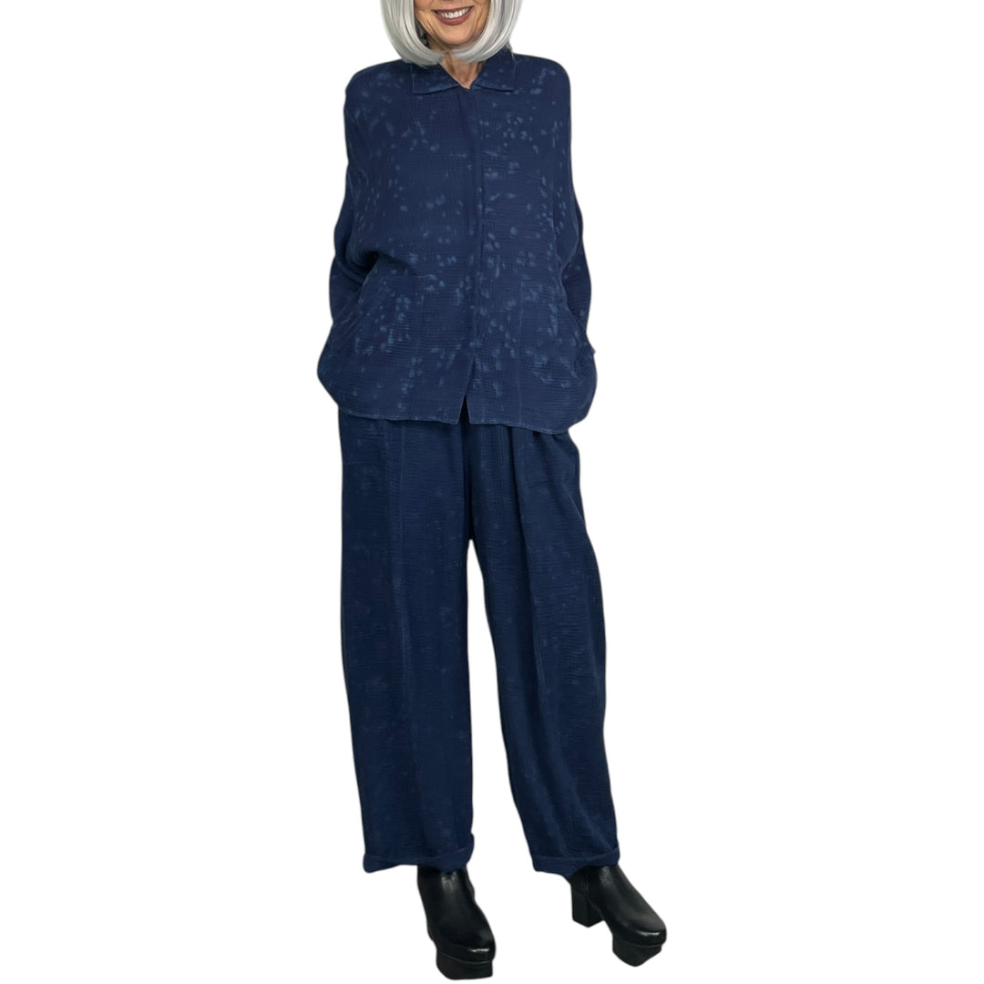 SAND SUN DYE RIPPLE BARREL LEG PANT