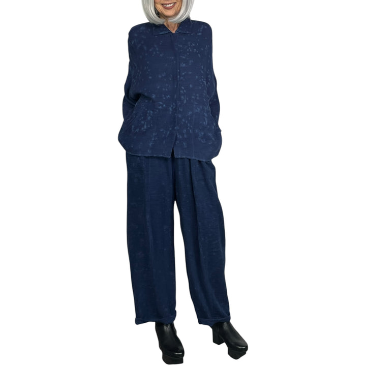 SAND SUN DYE RIPPLE BARREL LEG PANT