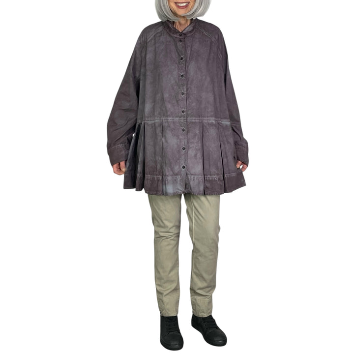 BOX PLEAT POPLIN SHIRT