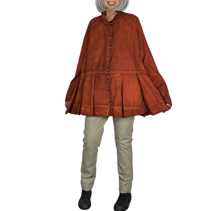 BOX PLEAT POPLIN SHIRT