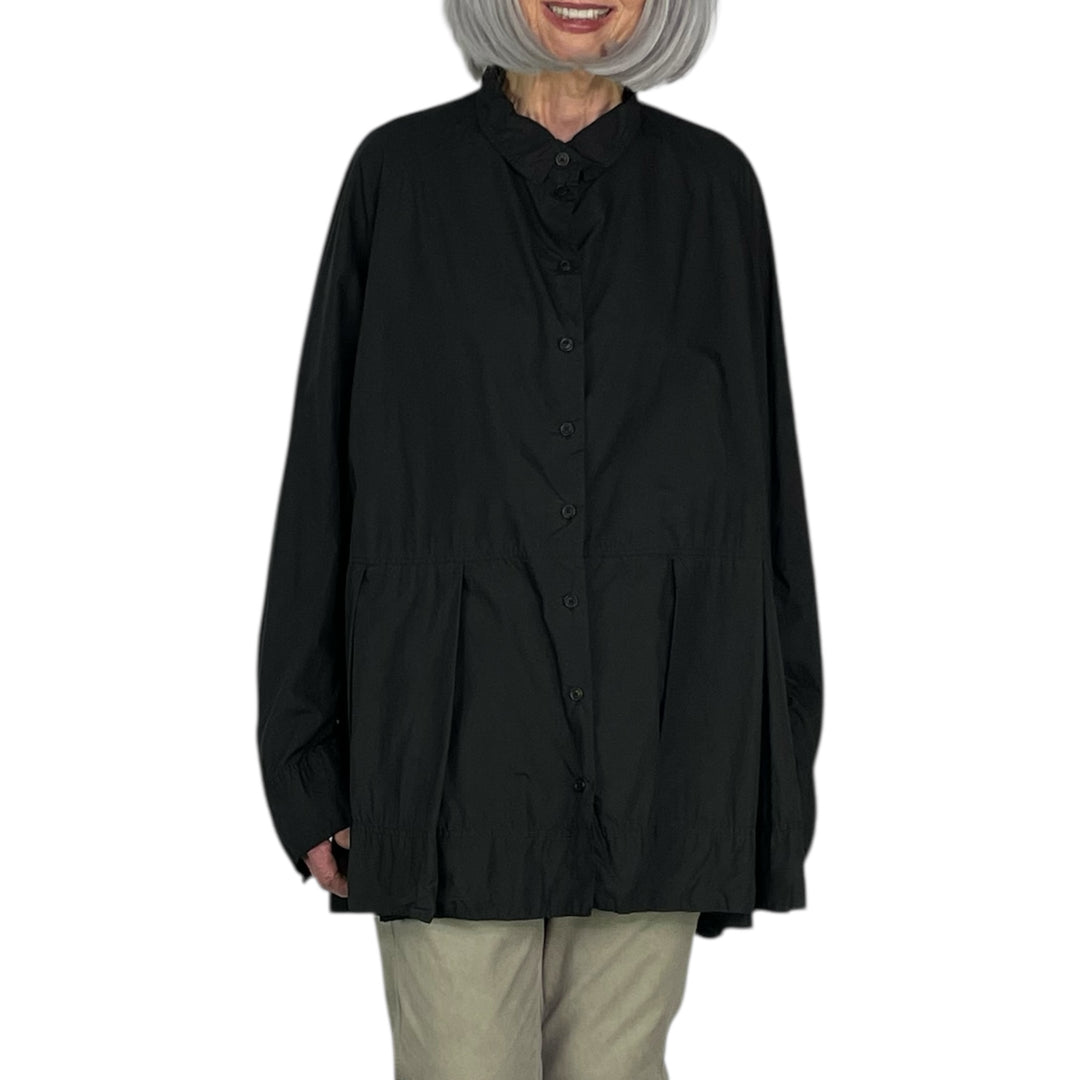 BOX PLEAT POPLIN SHIRT