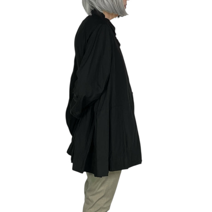 BOX PLEAT POPLIN SHIRT