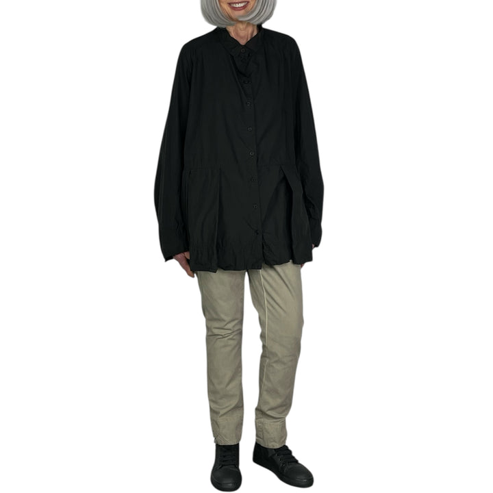 BOX PLEAT POPLIN SHIRT