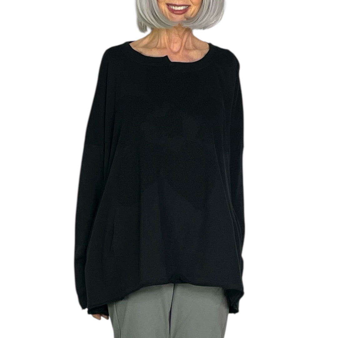FRENCH TERRY FLOCK PRINTED SWEATSHIRT