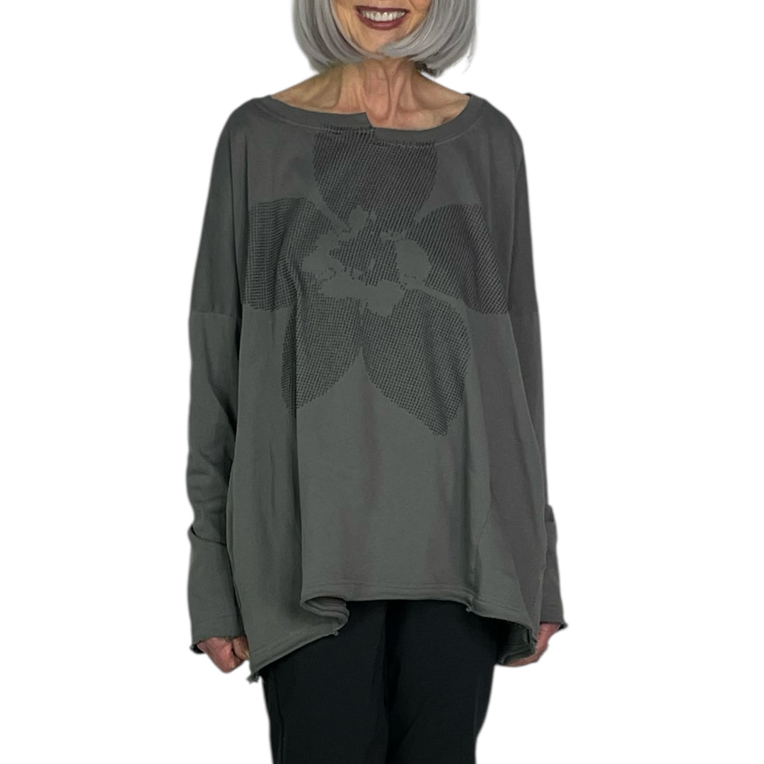 FRENCH TERRY FLOCK PRINTED SWEATSHIRT