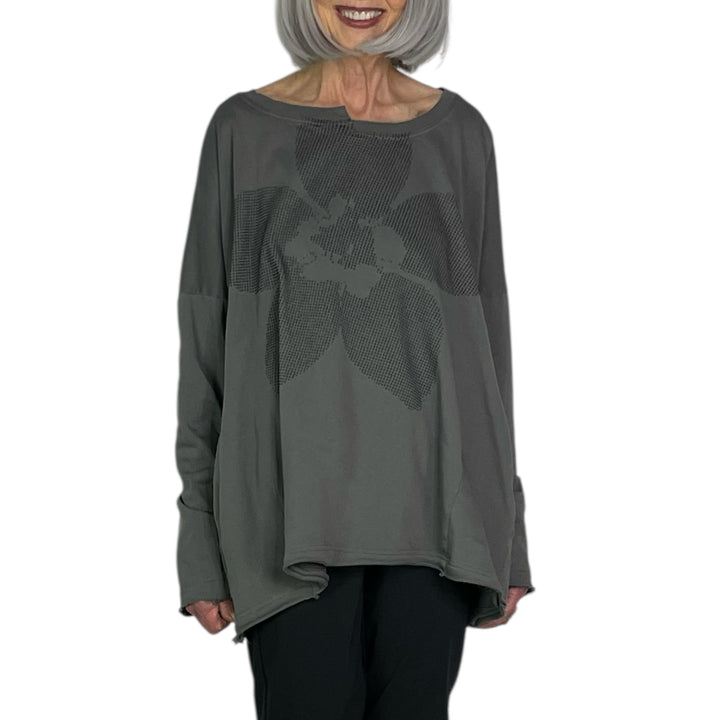 FRENCH TERRY FLOCK PRINTED SWEATSHIRT
