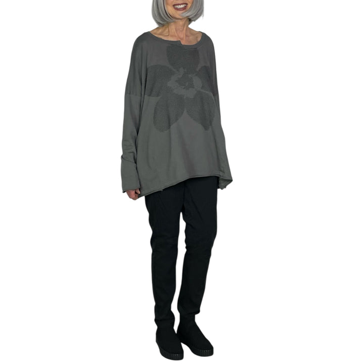 FRENCH TERRY FLOCK PRINTED SWEATSHIRT