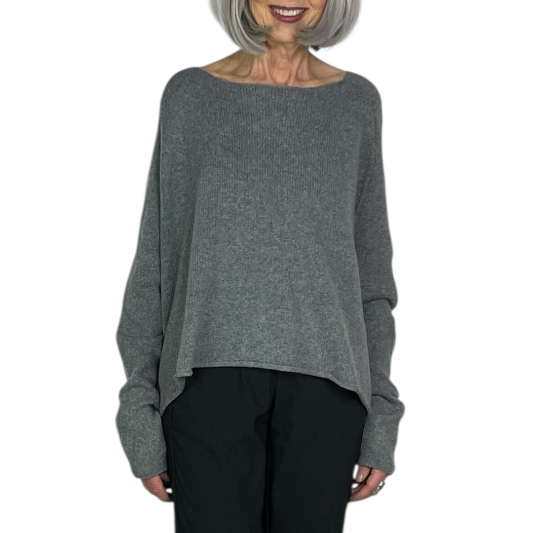 CREWNECK HI-LO PULLOVER SWEATER