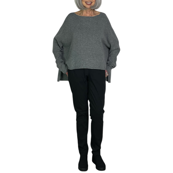 CREWNECK HI-LO PULLOVER SWEATER