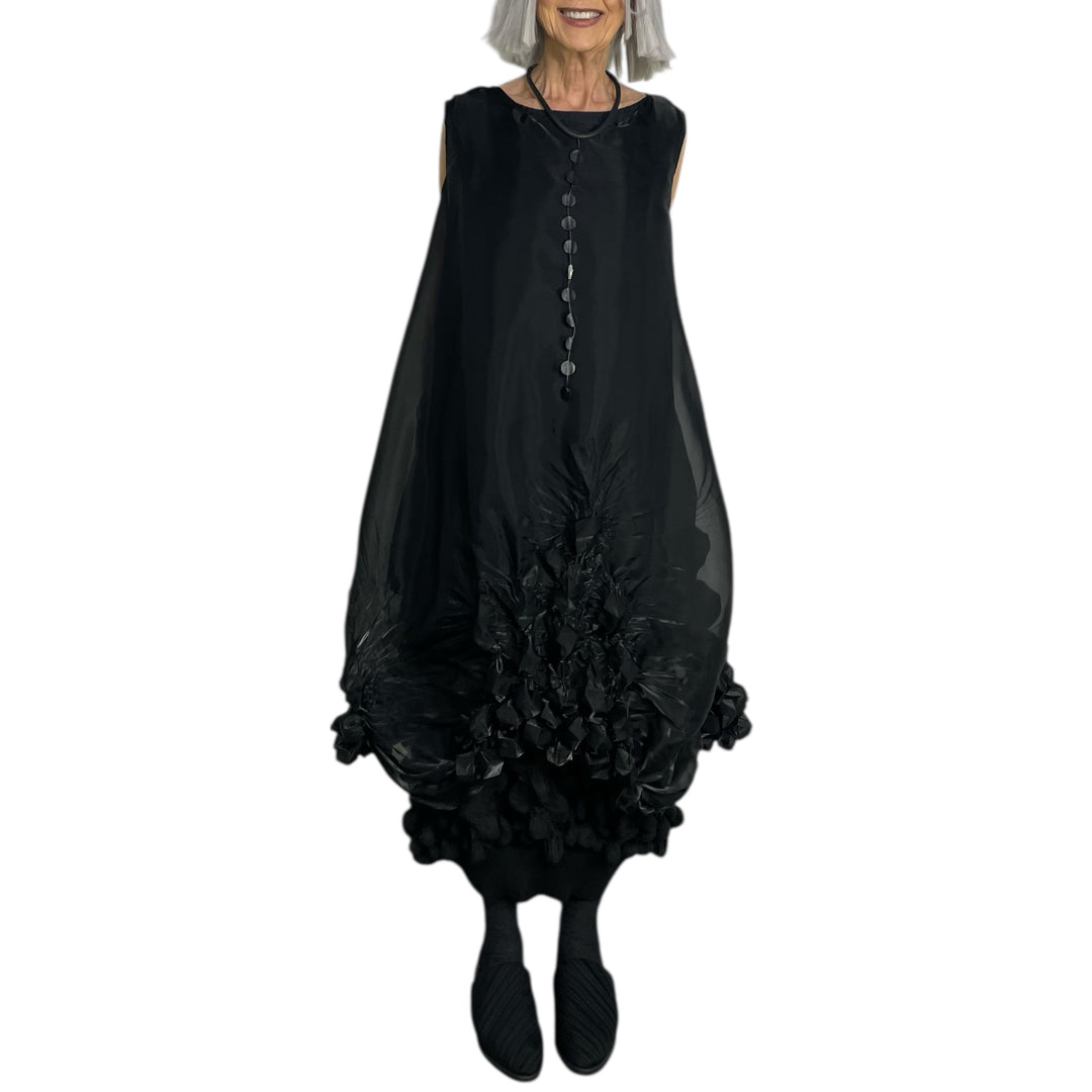 SHIBORI SHEER SLEEVELESS DRESS