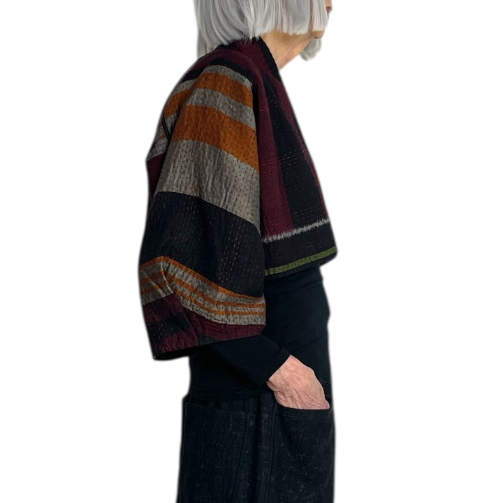 HANDLOOM IKAT W/OMBRE PUFF SLEEVE SHRUG