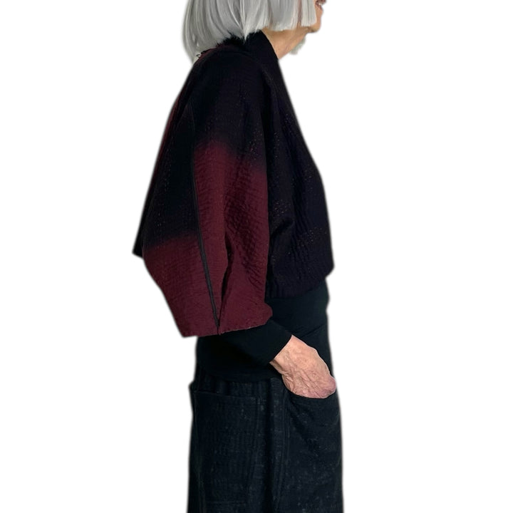 HANDLOOM IKAT W/OMBRE PUFF SLEEVE SHRUG