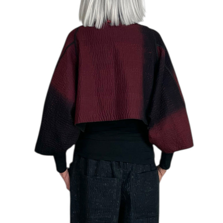 HANDLOOM IKAT W/OMBRE PUFF SLEEVE SHRUG