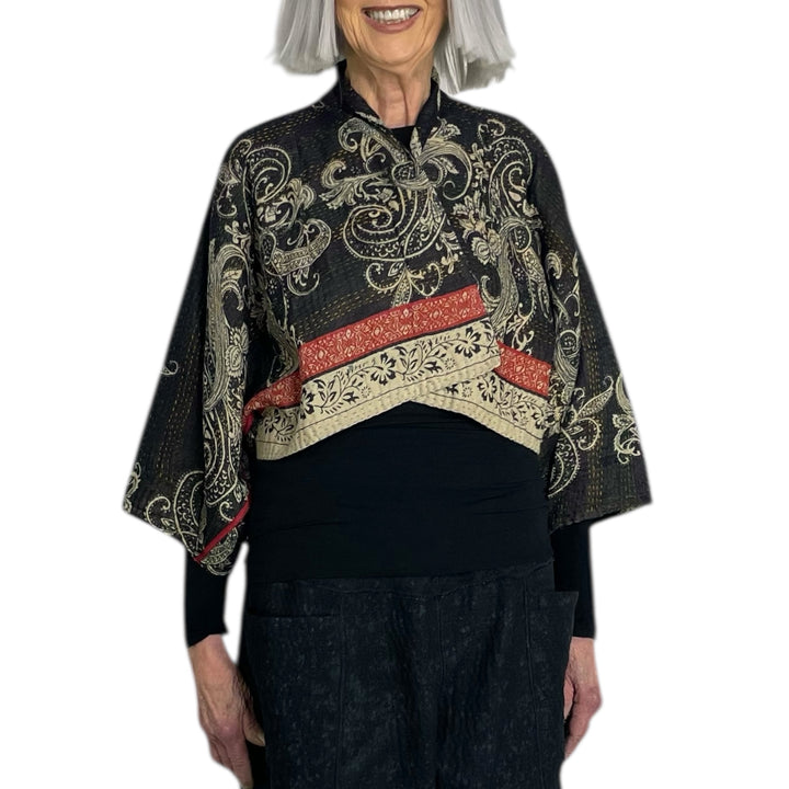 DOT PAISLEY PUFF SLEEVE SHRUG