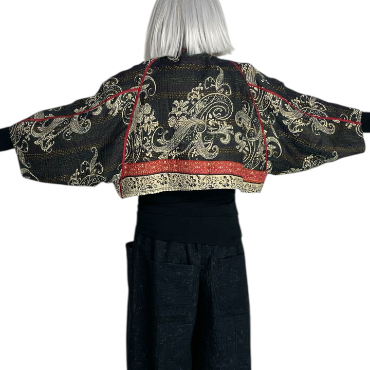 DOT PAISLEY PUFF SLEEVE SHRUG