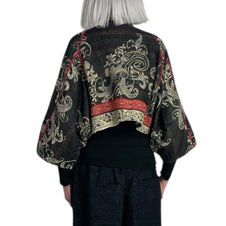 DOT PAISLEY PUFF SLEEVE SHRUG