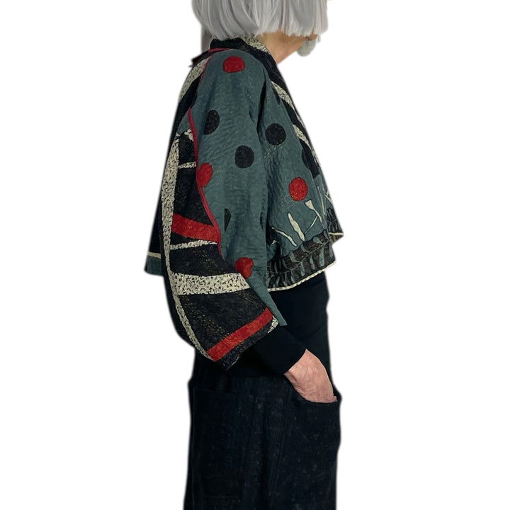 DOT PAISLEY PUFF SLEEVE SHRUG