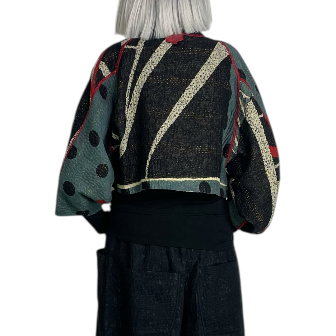 DOT PAISLEY PUFF SLEEVE SHRUG