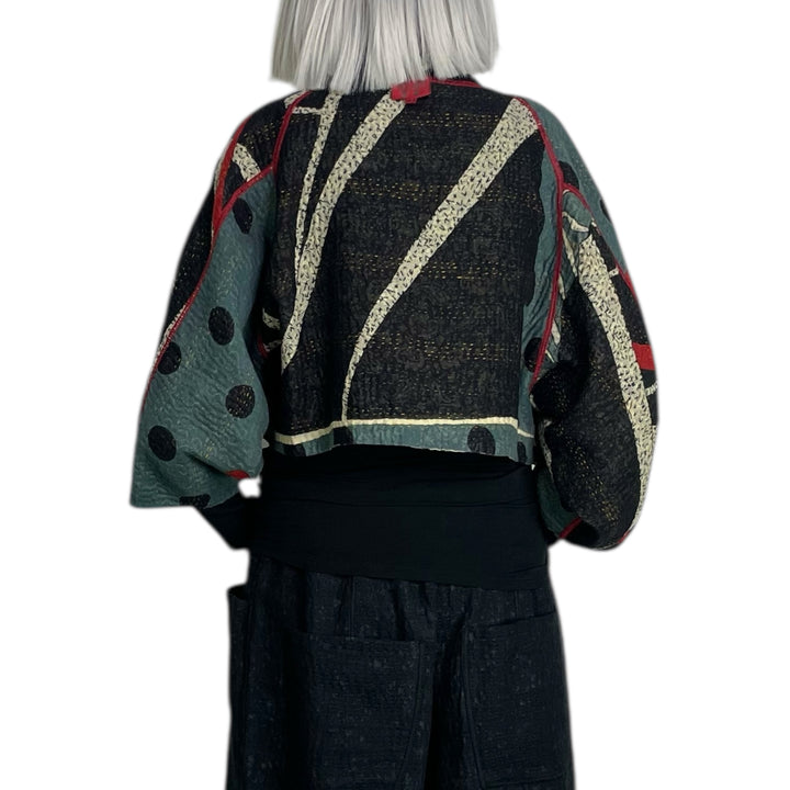 DOT PAISLEY PUFF SLEEVE SHRUG